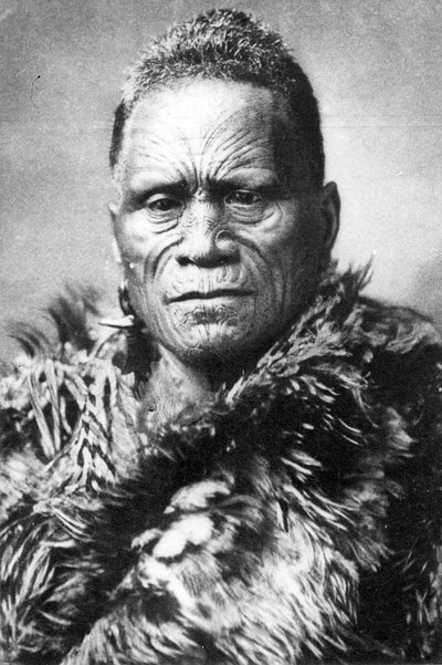 Portrait of a Maori man, before 1880 by New Zealander Photographer